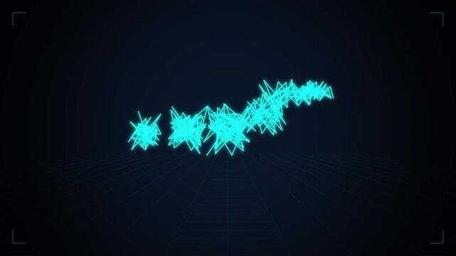 Digital Animation of a Glowing Five Star Rating System Appearing from a Rising Financial Graph Signifying Outstanding Performance and Business Success