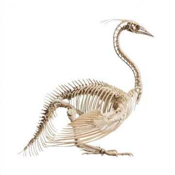 Detailed Anatomical Skeleton Of A Waterfowl Bird Isolated On A Plain White Background Studio Shot