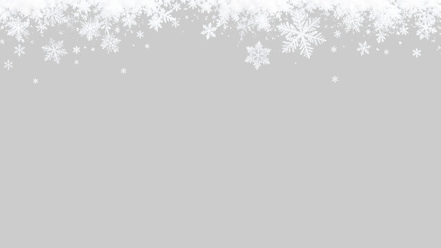 Realistic snowflake border overlay on transparent background. Winter frost and snow frame for Christmas design