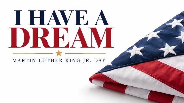 Inspirational tribute to martin luther king jr. Day featuring american flag and i have a dream message