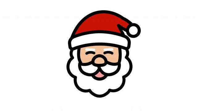 Smiling cartoon santa claus head icons arranged on white background