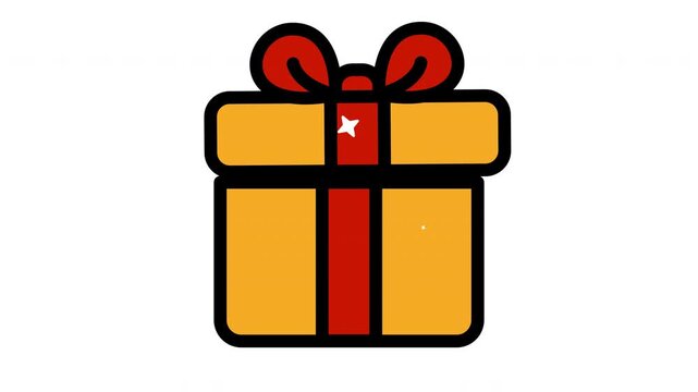 Six yellow gift boxes with red ribbons and bows on white background