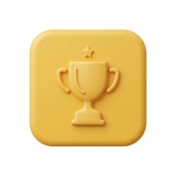3d render of a yellow trophy icon representing achievement, success, and victory, isolated on transparent background, animated 4k stick video