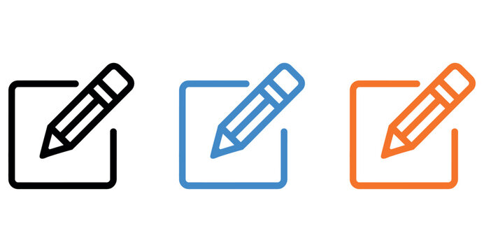 Set of edit icon vectors with pencil and paper symbols for user interface and web design use