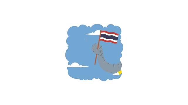 Thailand Independence Day animation with elephant rise national flag for element transparent background