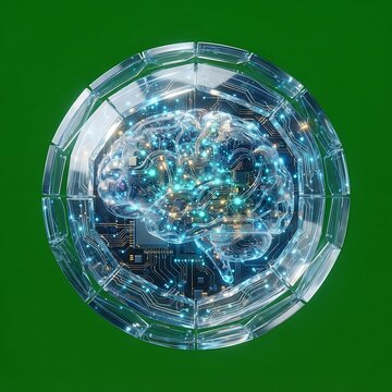 Digital Human Brain Protected by Advanced Glass Shields in a Cyber Security Concept