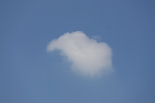 Whimsical small cloud shaped like an elephant with a long trunk in the blue summer sky