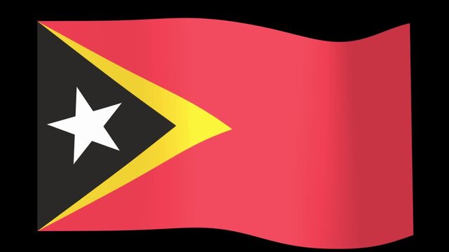 Waving flag of East Timor isolated on a black background, representing national identity and patriotism