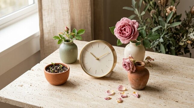 Conceptual Still Life Representing the Natural Rhythm and Cycles of Women&rsquo;s Health