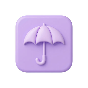 3d render of a purple umbrella icon isolated on transparent background, representing protection, weather, or insurance concepts, animated 4k stick video