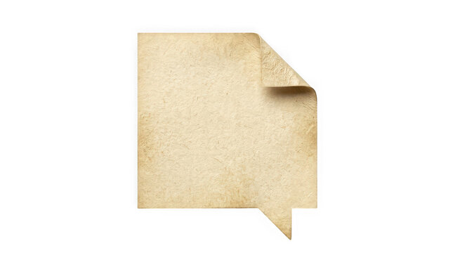 Vintage paper speech bubble with curled corner isolated on transparent background