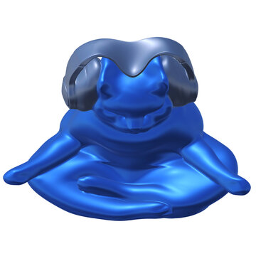Cybercat 3D Meditating High Angle Overhead Top Down Render