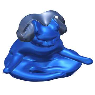 Cybercat 3D Meditating Three Quarter Arm Extended Render