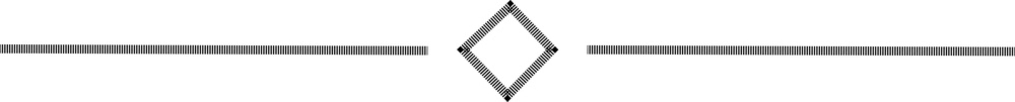 Black diamond shape icon with horizontal lines extending from sides isolated on a white background isolated on transparent background