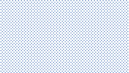 Blue polka dots arranged in a repeating pattern across a bright white background creating a simple minimal graphic design texture © Harsh