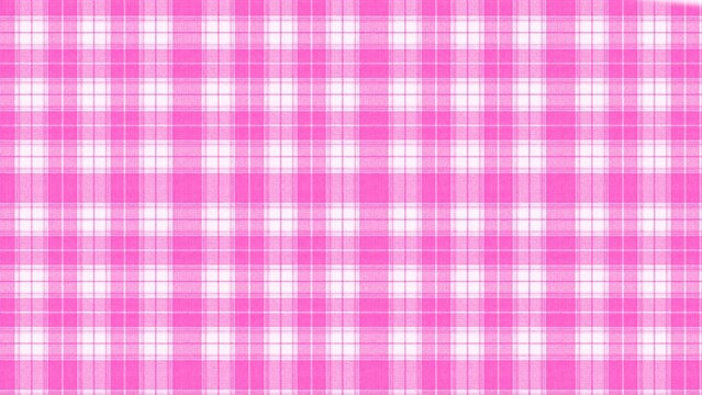 Vibrant pink plaid fabric pattern featuring a classic gingham check design with soft white intersecting lines on a bright background
