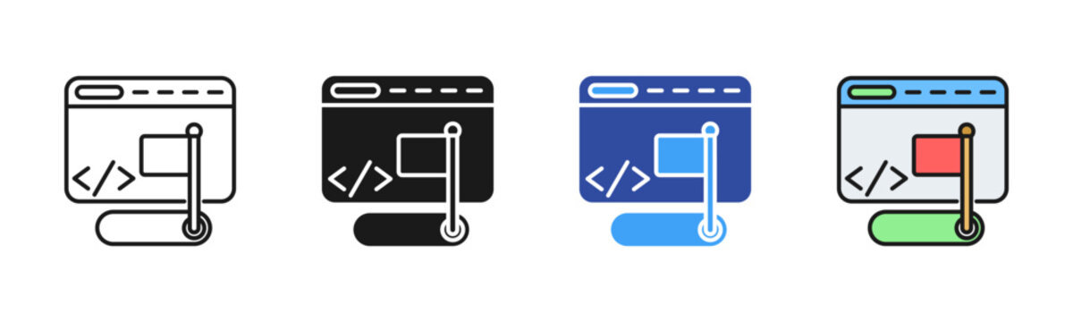 Feature Flags icon set multiple style collection