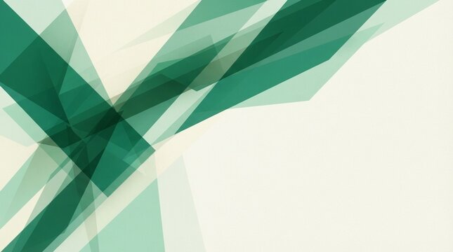 Abstract geometric background illustration with dynamic overlapping green crystal shapes and transparent polygons