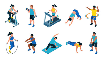 Fototapeta premium People engaged in diverse fitness activities demonstrate healthy lifestyle habits.