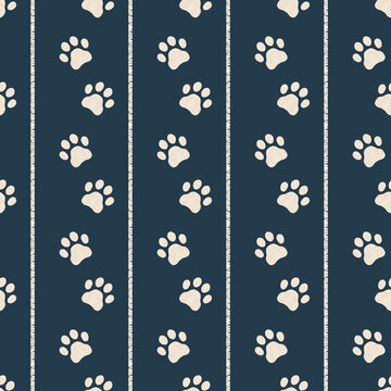 seamless pattern with foot steps dog