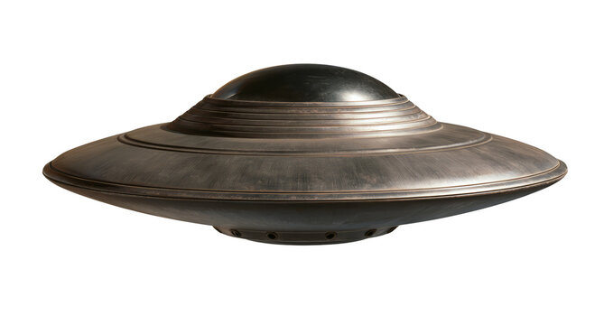 Dark Metallic Flying Saucer UFO Isolated