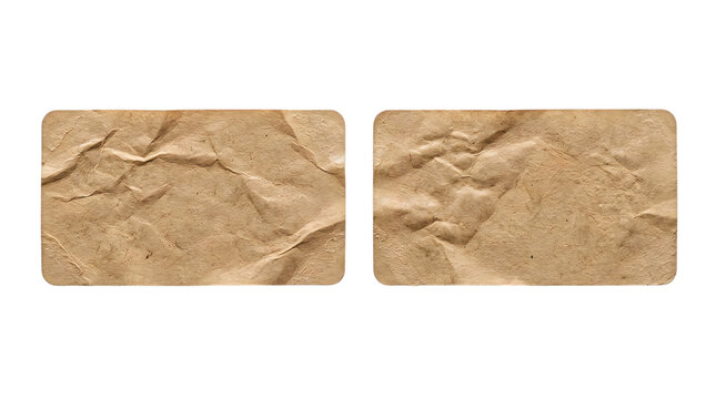 Two rectangular button shapes with a brown wrinkled paper texture