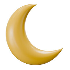 3D Golden Crescent Moon Icon for Ramadan and Eid Mubarak © miber duwur