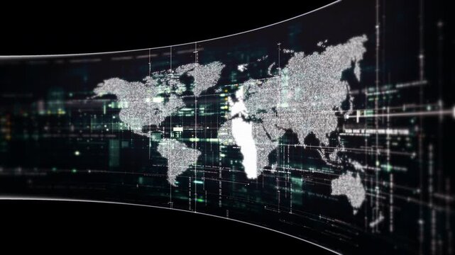 Abstract particle motion with vibrant colors, digital flowing particles, VR, futuristic sci-fi, tech innovation, and immersive cyber space background