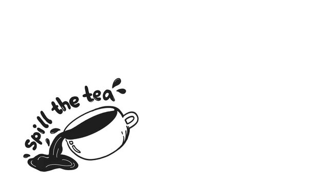 Spill the Tea Animated Spilled Tea Cup Graphic Vector Illustration
