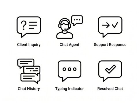 Modern Chat Support Interface Icons Set.