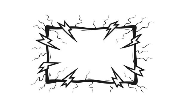 Comic book style speech bubble frame with lightning bolt accents