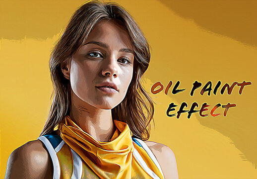 Oil Paint Photo Effect Mockup

