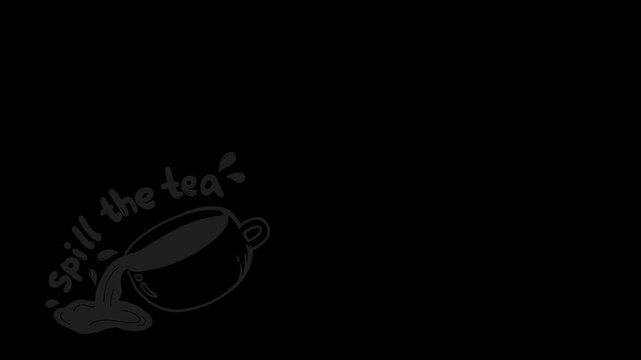 Spill the Tea Animated Vector Illustration Spilling Tea Cup with Transparent Background