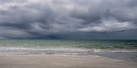 Storm cloud over Bun na Feathlach, beach near Howmore. Tobha Mor, South Uist, Outer Hebrides, Scotland © Quarterland Photos
