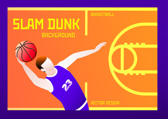 Landscape Basketball Player Poster with Slam Dunk Sports Graphic © Whitepixeldesign