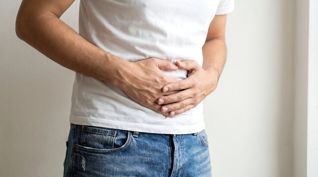 Man holding his stomach in pain