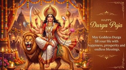 Obraz premium Durga Puja Greeting Card