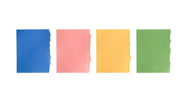 Four colorful plastic index dividers for office notebooks and binders in blue pink yellow and green