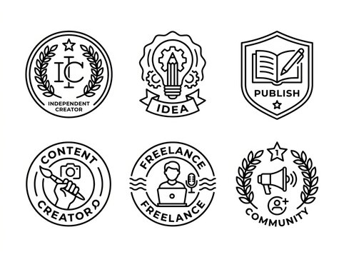 Abstract Educational and Publishing Logos Collection.