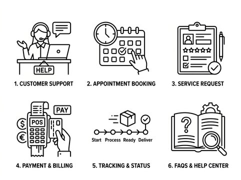 Workflow Process Icons for Office and Business Operations.