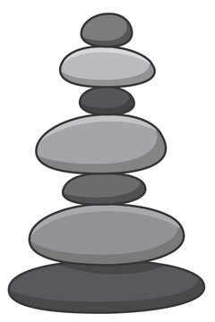 Stacked zen stones concept for spa, meditation, and harmony vector illustration