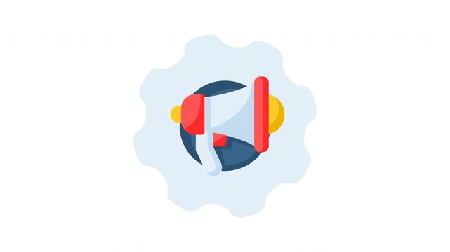 Marketing automation icons featuring megaphone and gear symbols