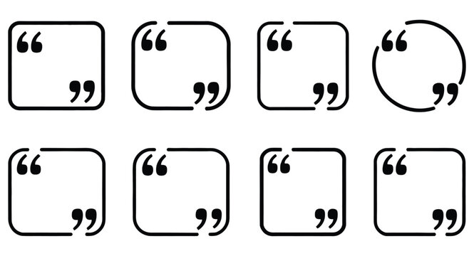 Quote box frame icon for quotation text, citation, dialogue, speech, comments, testimonials and written communication vector, design
