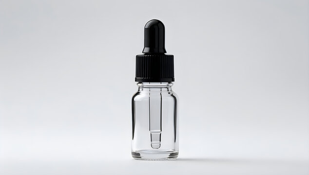 Small glass dropper bottle for cosmetic serum or oil illustration