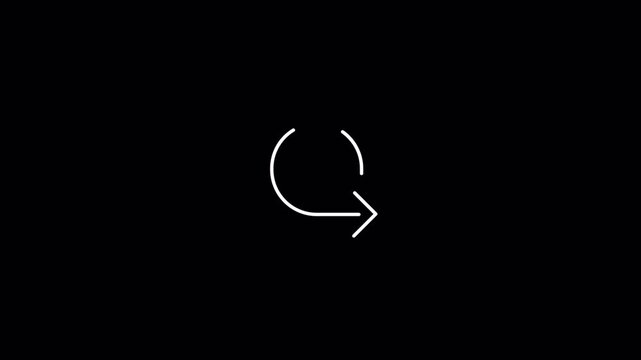 White circular arrow symbol for ui design, minimalist and monochrome computer icon suitable for digital projects, websites, and presentations.