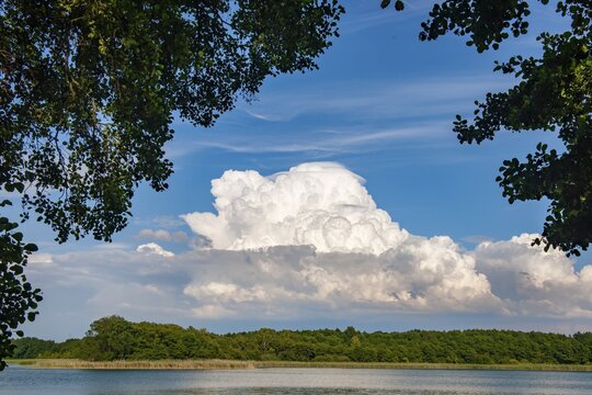 Clouds over Breiten Luzin, lake, Mecklenburg-Western Pomerania, Feldberg Lake District, Mecklenburg-Western Pomerania, Germany