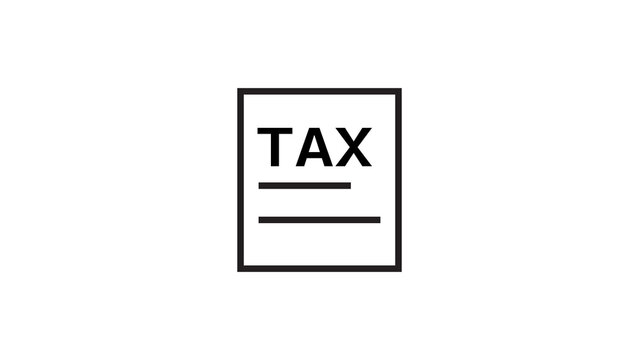 Tax form document icon represented as a bold black outline vector for financial reporting use