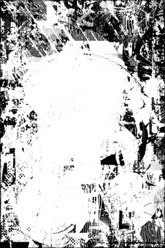 Glitch distorted grungy isolated layers . Design element for brochure, social media, posters, flyers. Overlay texture.Textured banner with Distress effect .Vector halftone dots . Screen print texture