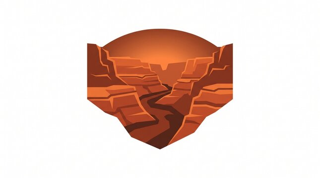 Grand Canyon vector icon red rock valley river landscape emblem
