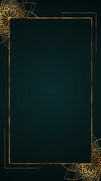 Gold borders floral linework green template open text area messages. festive cards, gala events, certificates, menus, product showcases, cultural celebrations, corporate messages elegant video titles.